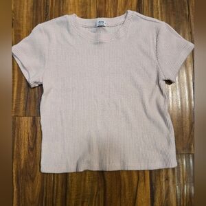 Ardene Light Pink Ribbed Baby Tee